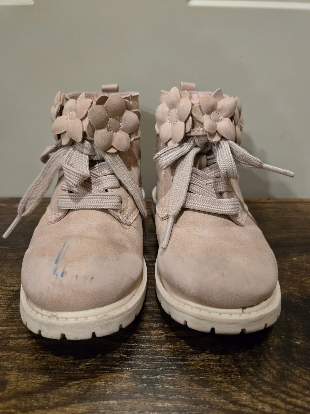 Carters Girl Pink Flower Lace-up Combat Boot